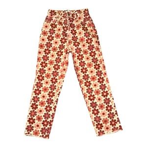 Pacific Sunwear Floral High Rise Straight Leg Jeans Size 25 Retro 70s Boho